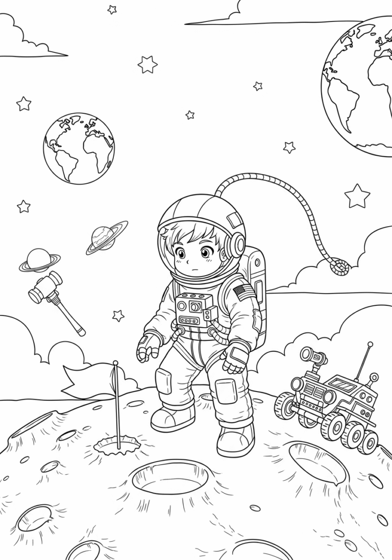 Space and Galaxies coloring book for kids ages 8-12