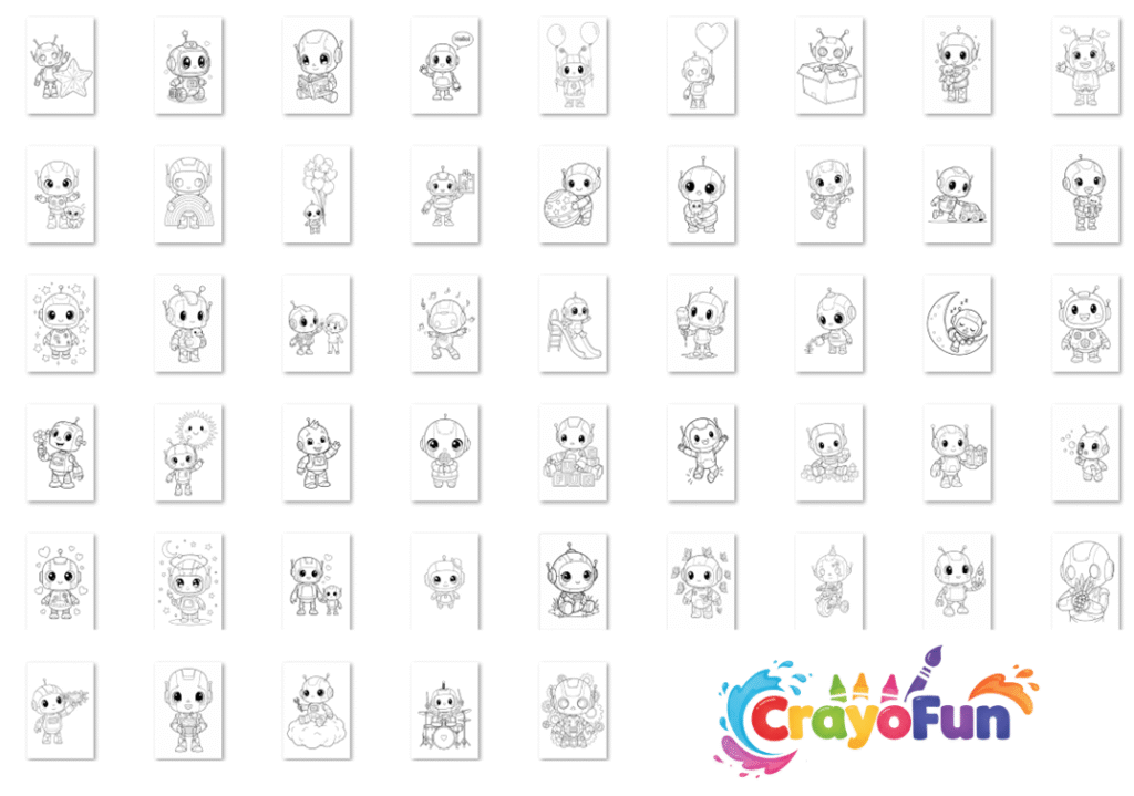 Robots Coloring Book for Kids Ages 3–5