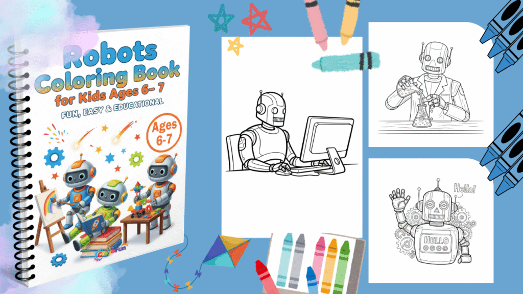 Robots Coloring Book for Kids Ages 6–7
