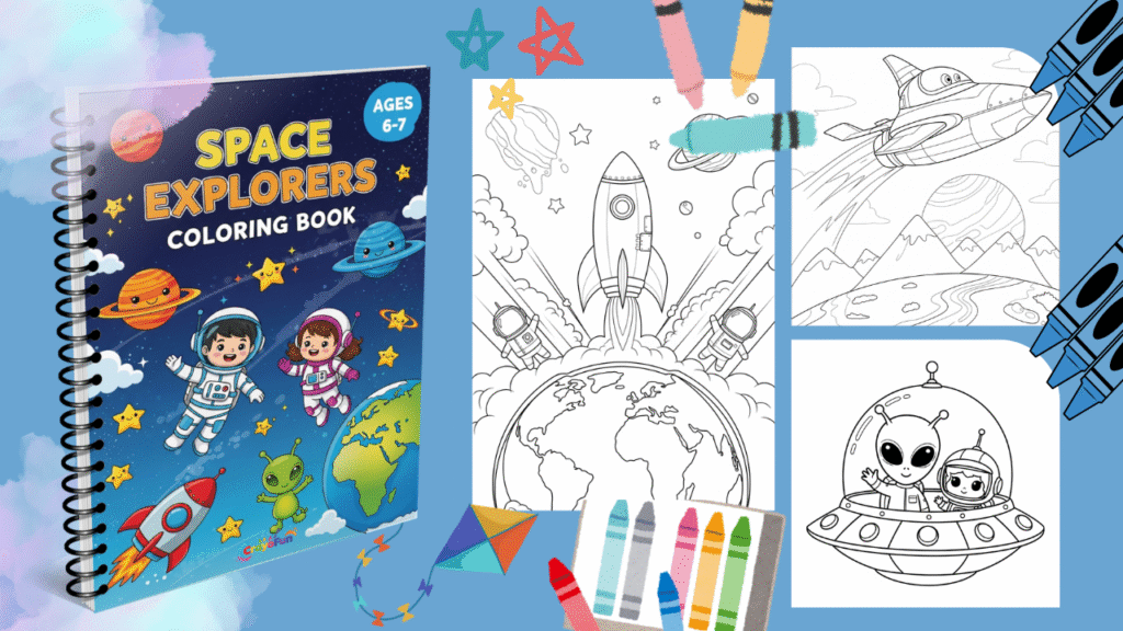 Space Explorers Coloring Book for Kids Ages 6-7