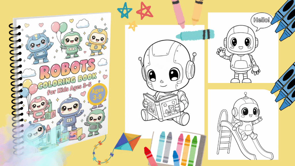 Robots Coloring Book for Kids Ages 3–5
